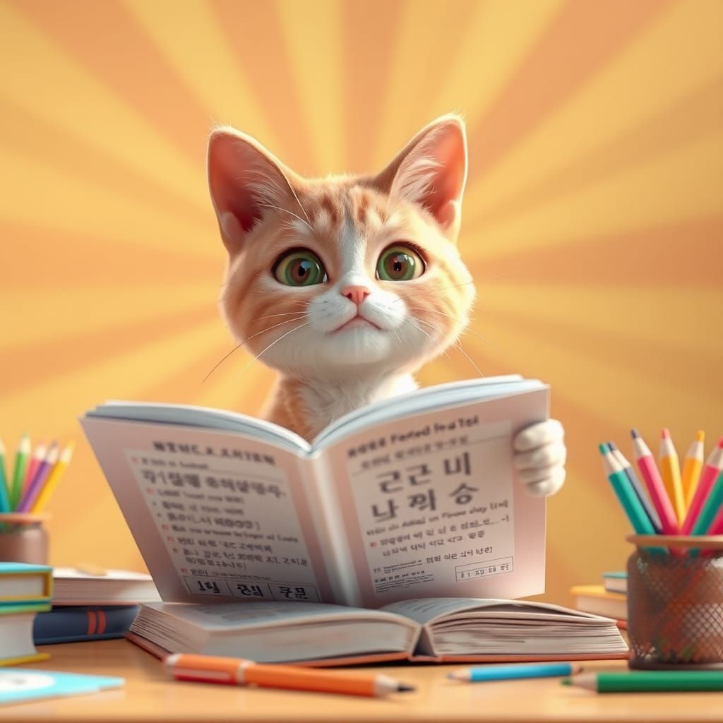 Cat Studies Korean: Pixar-Style 3D Digital Art
