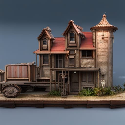 Old-Fashioned Frog in Detailed Fantasy Home