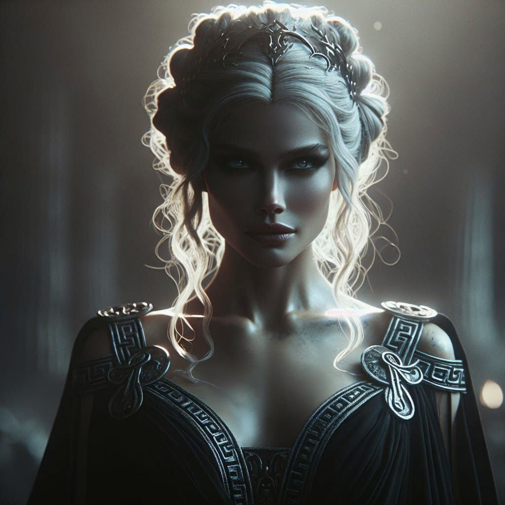 Greek Goddess of Injustice in a Cinematic Style