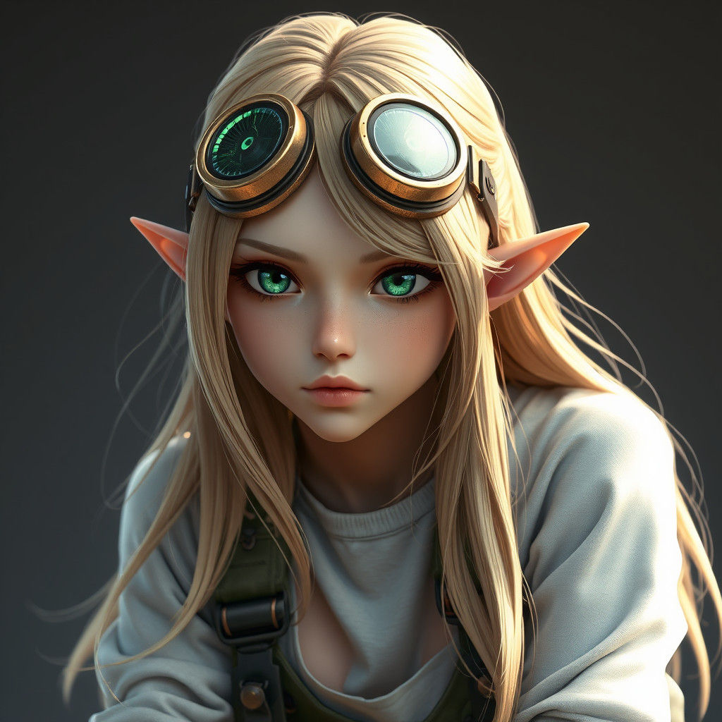 Steampunk Woman in 3D Anime Style