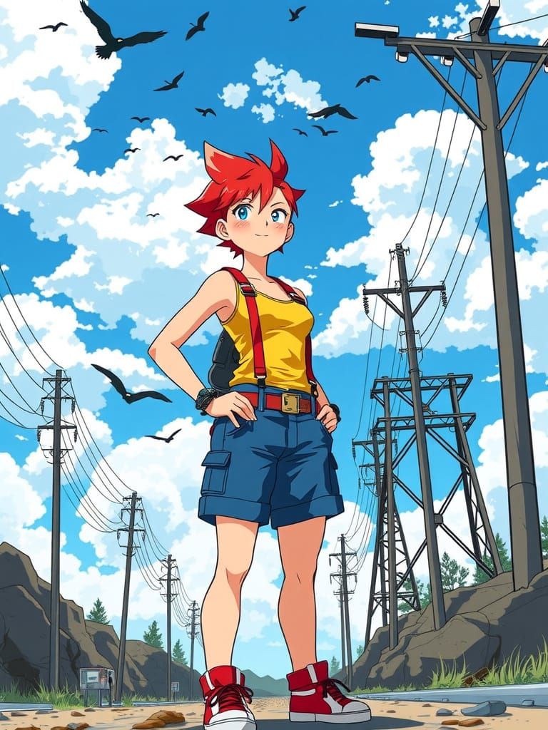Pokémon Trainer Misty in Vibrant Anime Style