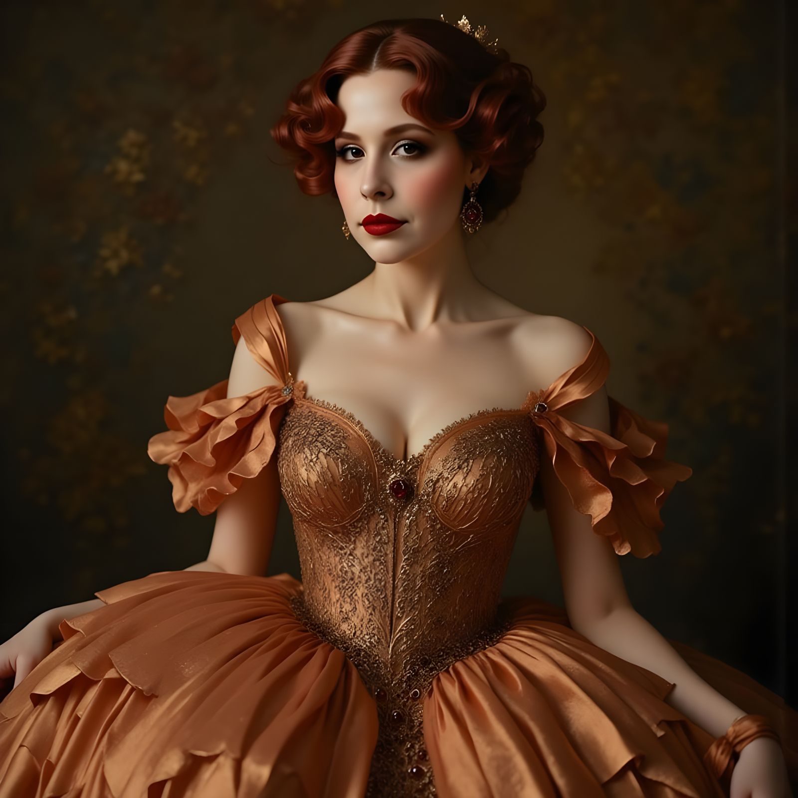 Vintage Woman in Gown, Film-Style Photograph