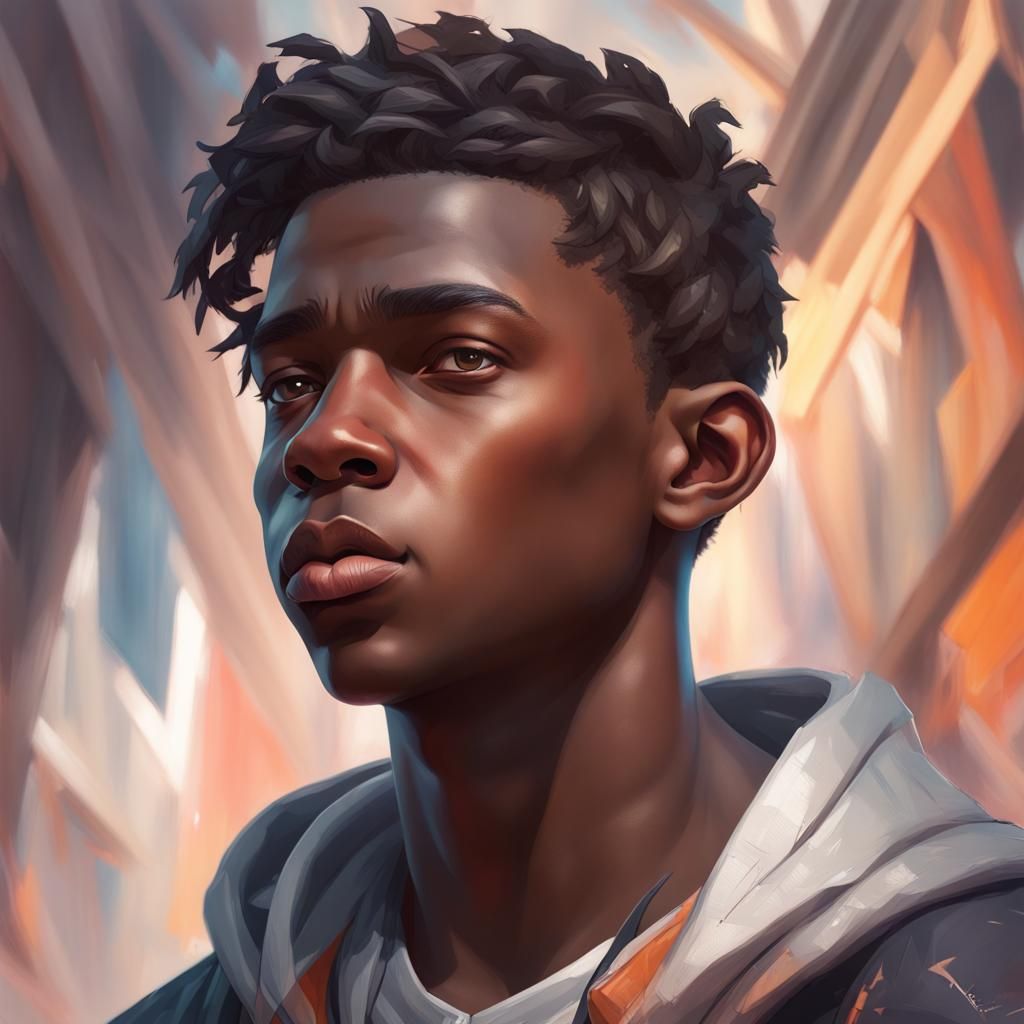 Detailed Portrait of a Black Teenage Boy