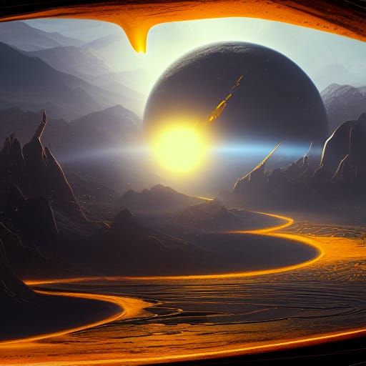 Detailed Solar System Matte Painting in Deep Color