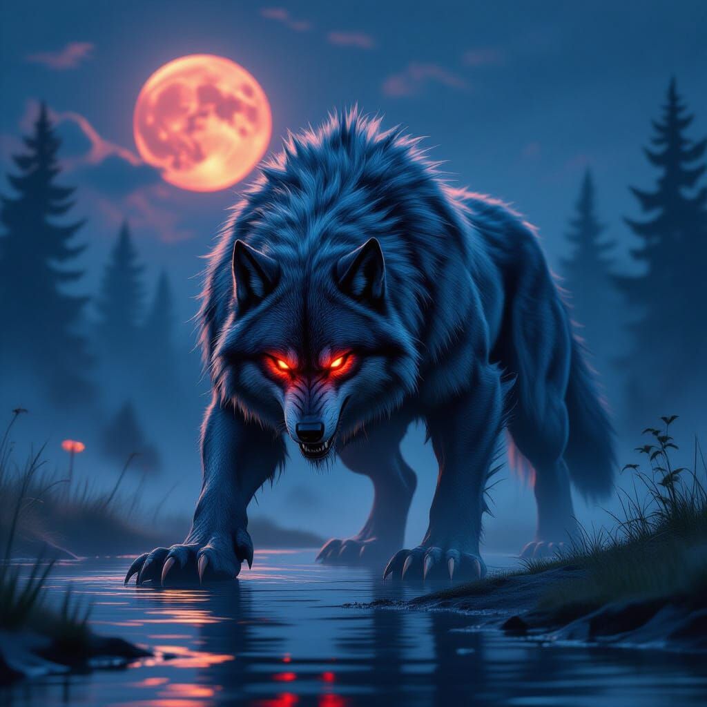 Colossal Dire Wolf by Misty Twilight Lake