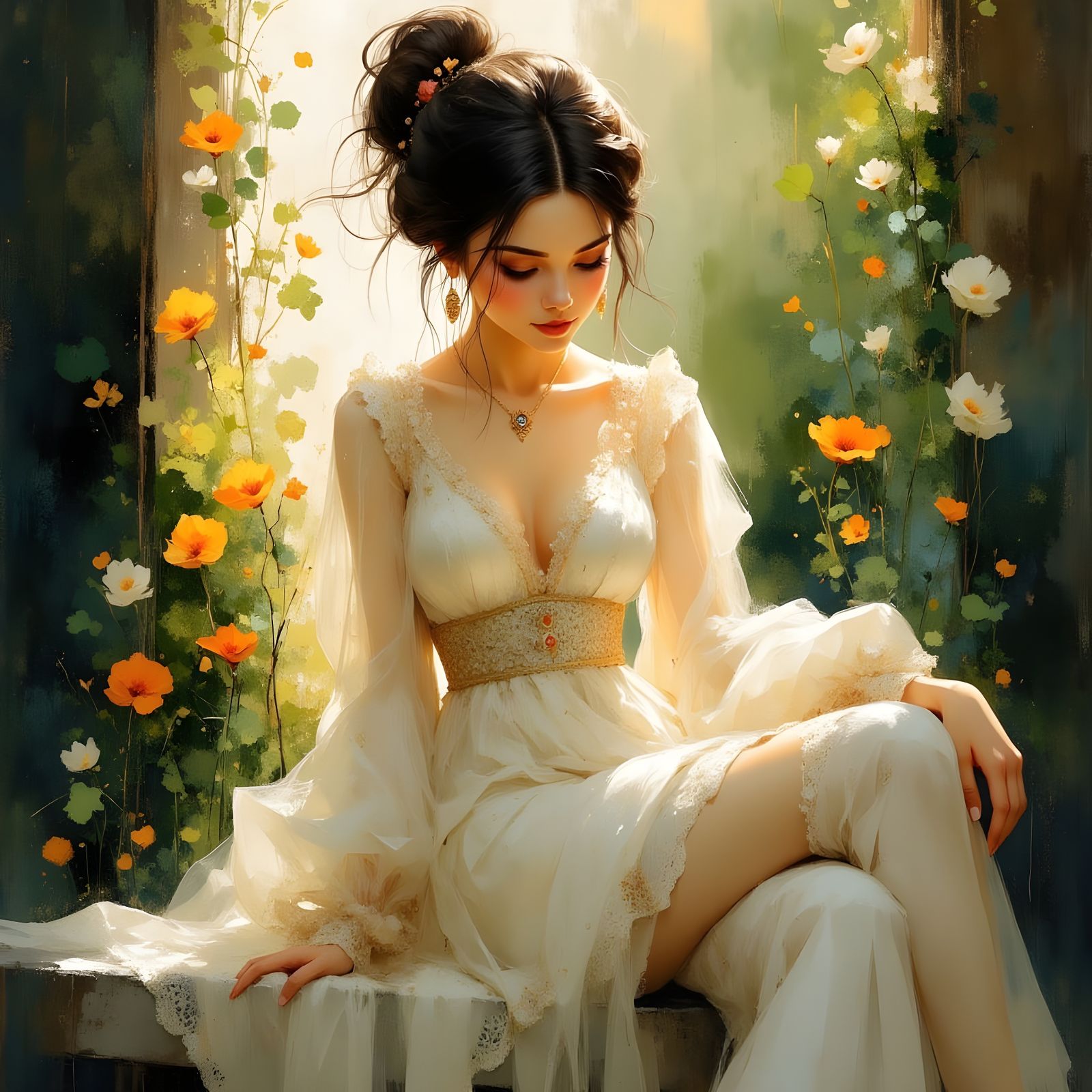 Romantic Fantasy Portrait of a Bashful Beauty