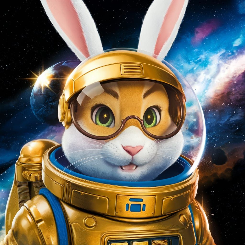 Space Cadet Rabbit in Cel-Shaded Anime Style