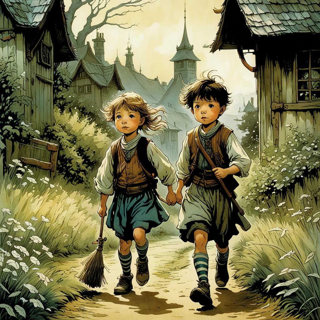 Whimsical Siblings' Runaway Adventure