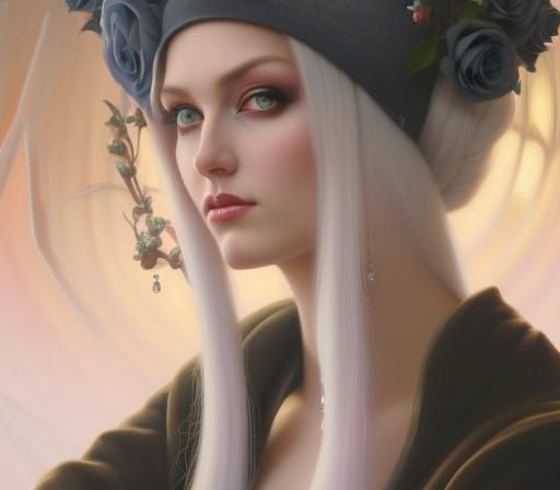 Ethereal Woman with Rose Crown: Hyperrealistic Fantasy Art