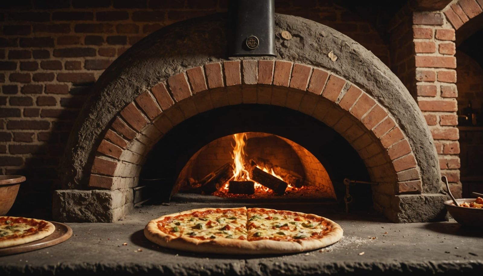 Authentic Pizza Baking in Stone Oven
