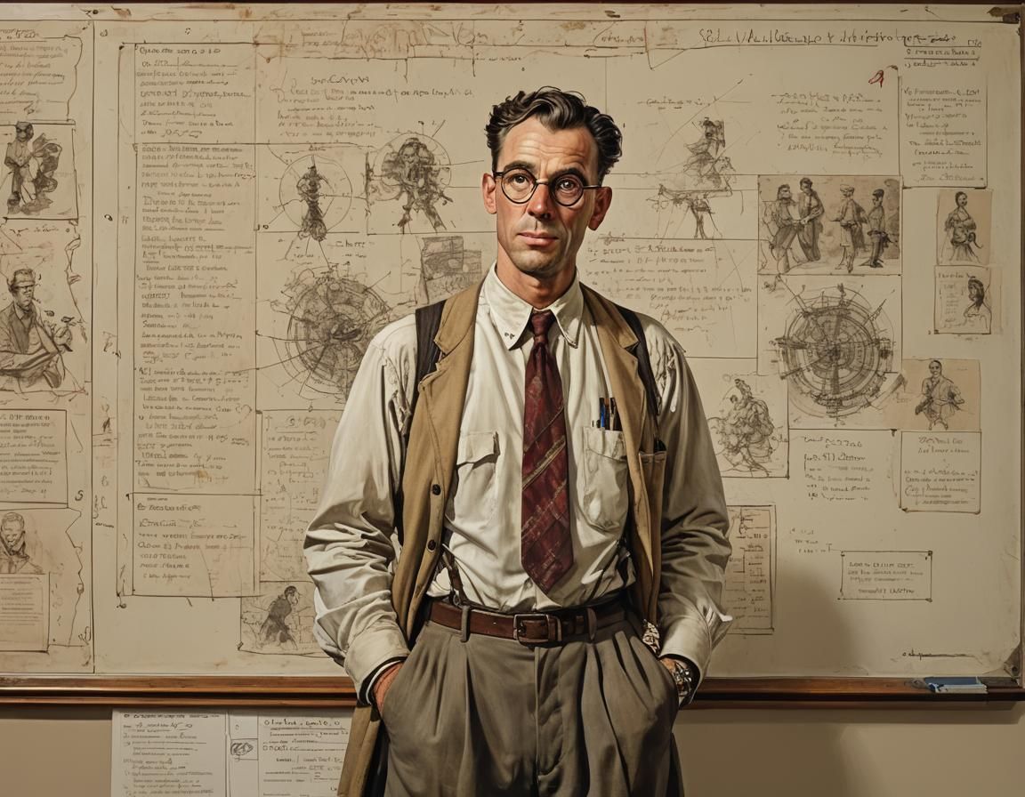 Vintage Schoolmaster Portrait in Pin-Up Style