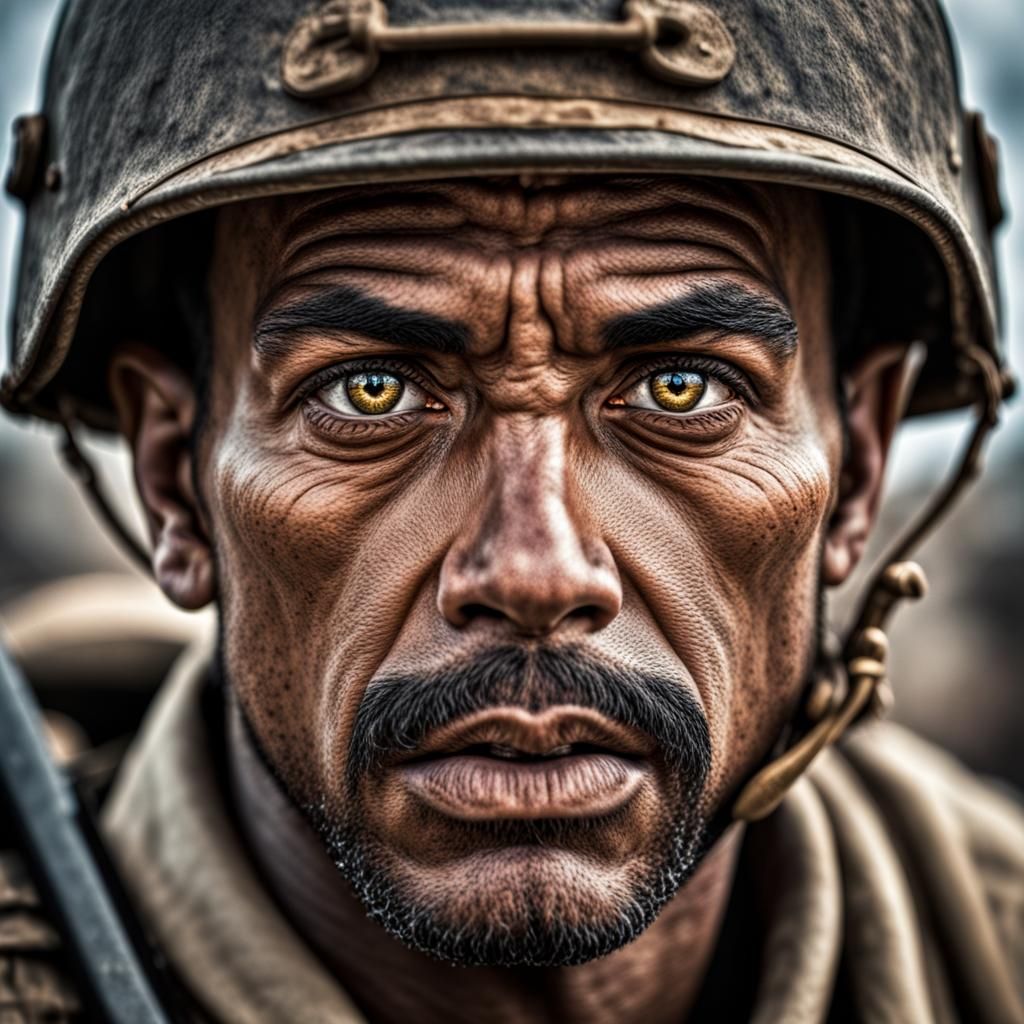 Hyperrealistic Thousand Yard Stare in Sharp Focus