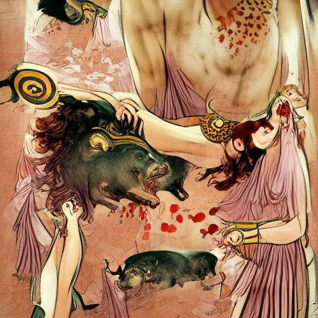Circe's Transformation: A Mythological Scene