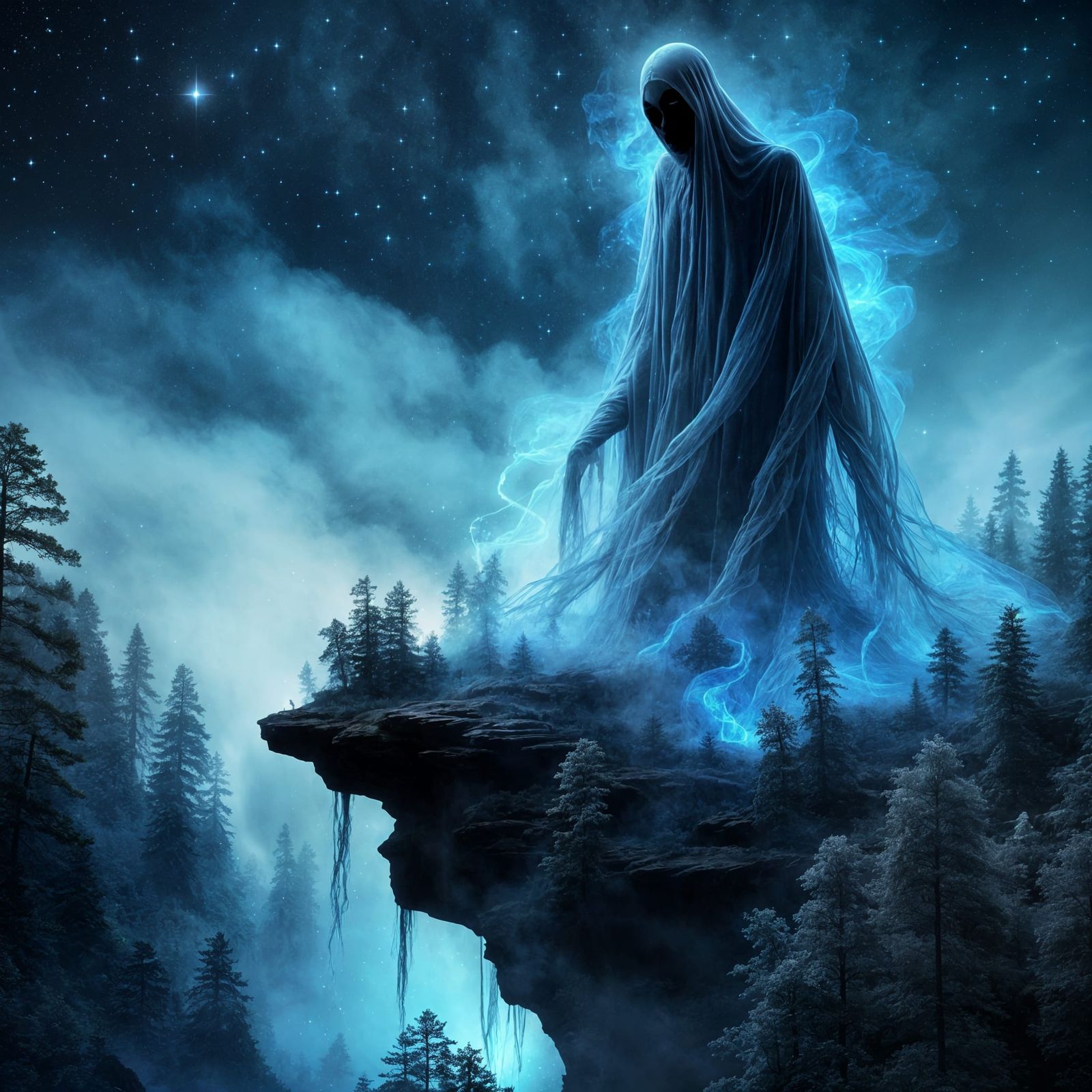 Bioluminescent Ghost Disintegrating into Starlight