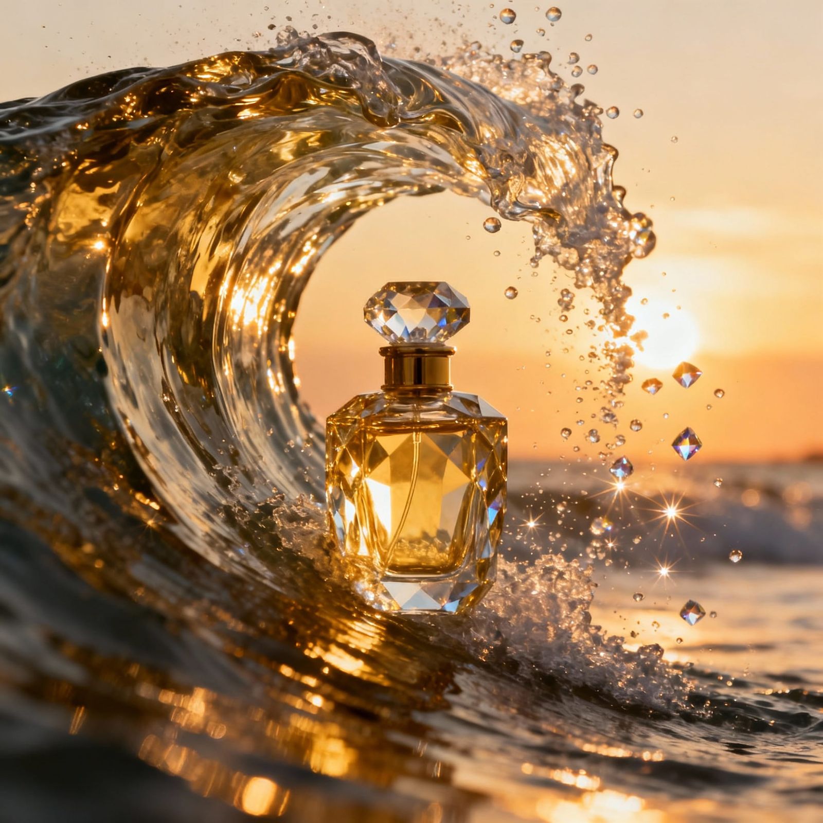 Colossal Glass Wave Transforms Into Crystal Perfume Bottle a...