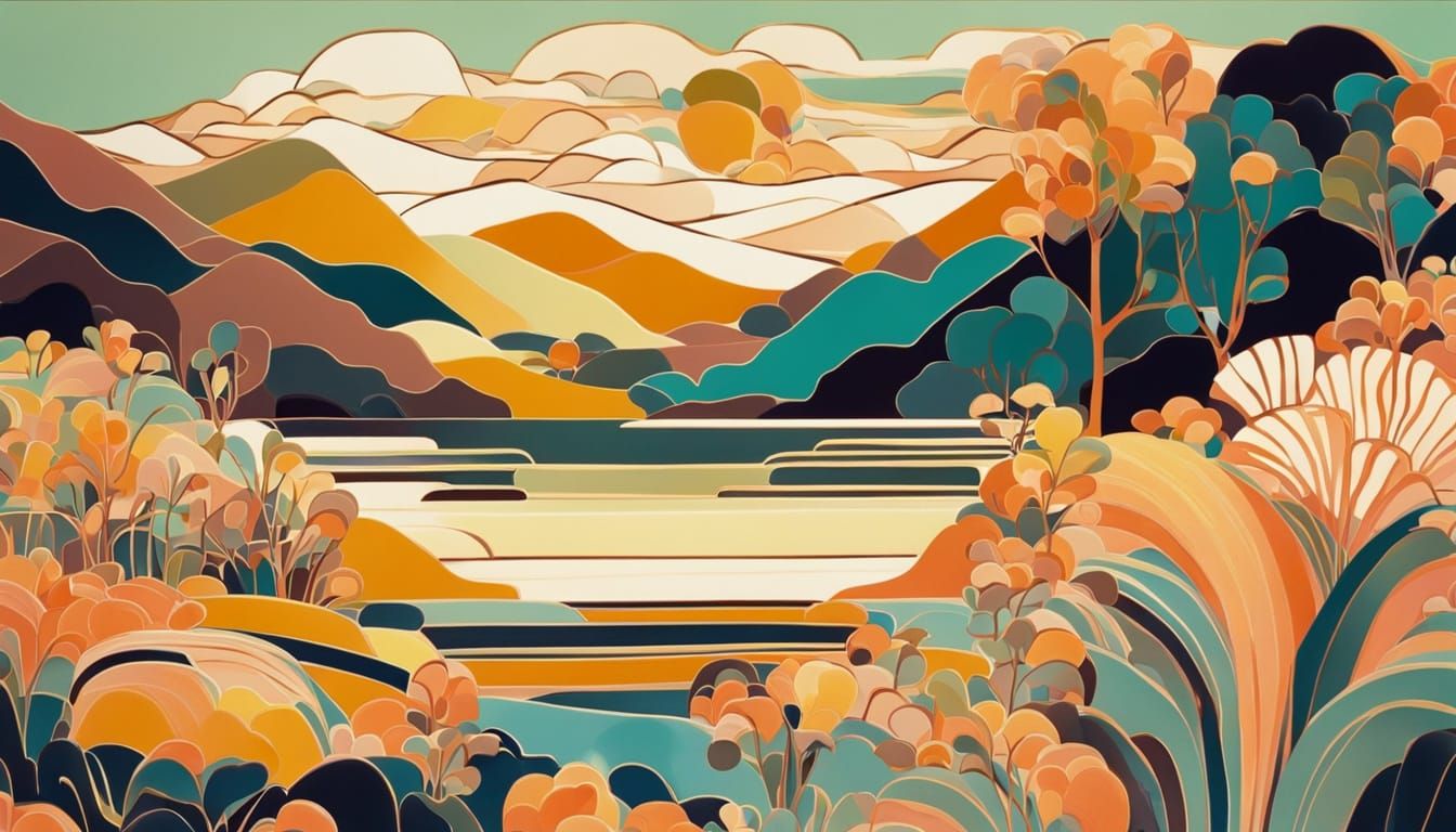 Art Deco Landscape Overflowing Cup in Macro