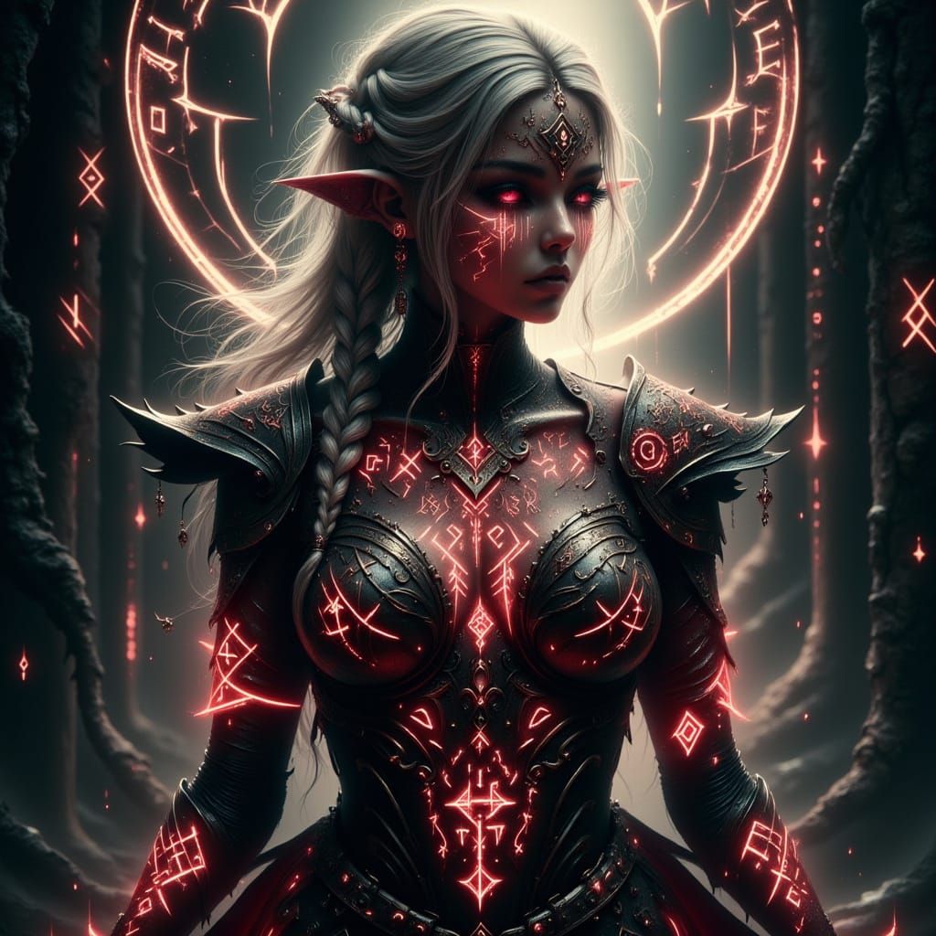 Majestic Rune Blood Elf in Ancient Forest