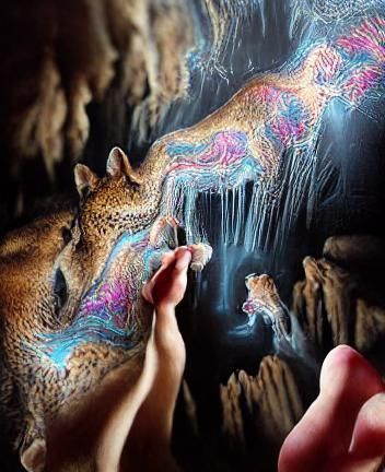 Holographic Cave Painting: Detailed Prehistoric Art