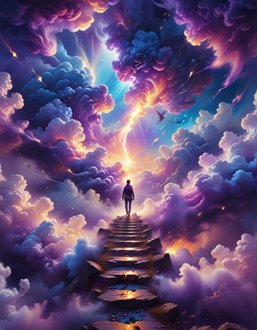 Surreal Cosmic Opening in Vibrant Oil Painting