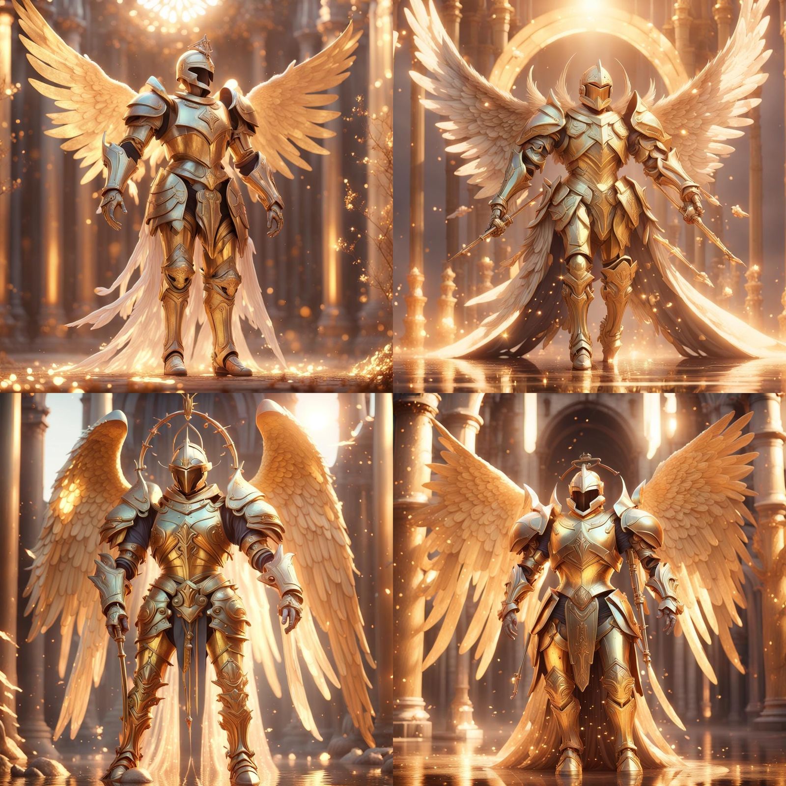 Golden Angel Knight in Detailed Matte Painting