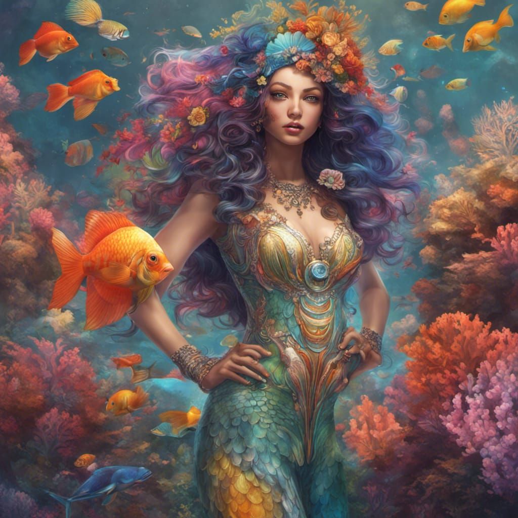 Lovely colours and beautiful scales on this beautiful mermaid