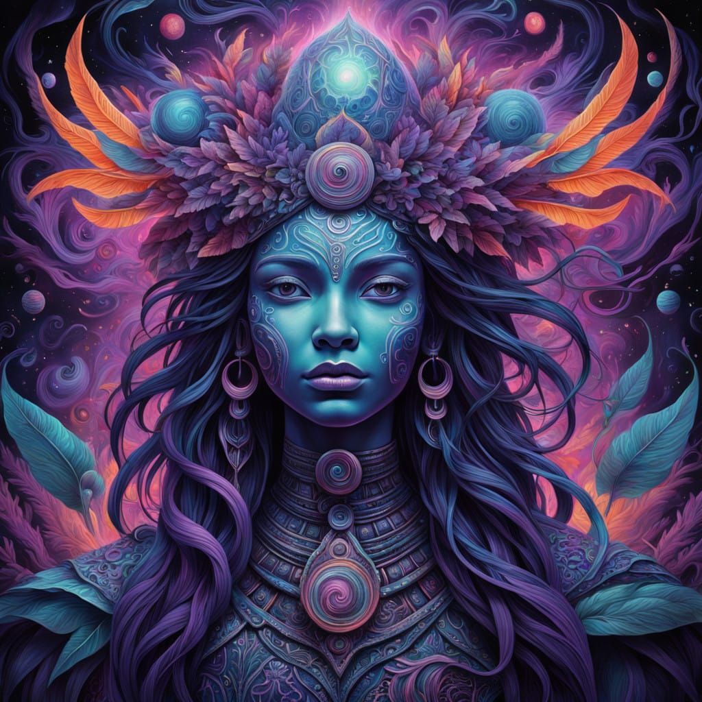 Ethereal Cosmic Landscape in Vibrant Holographic Style