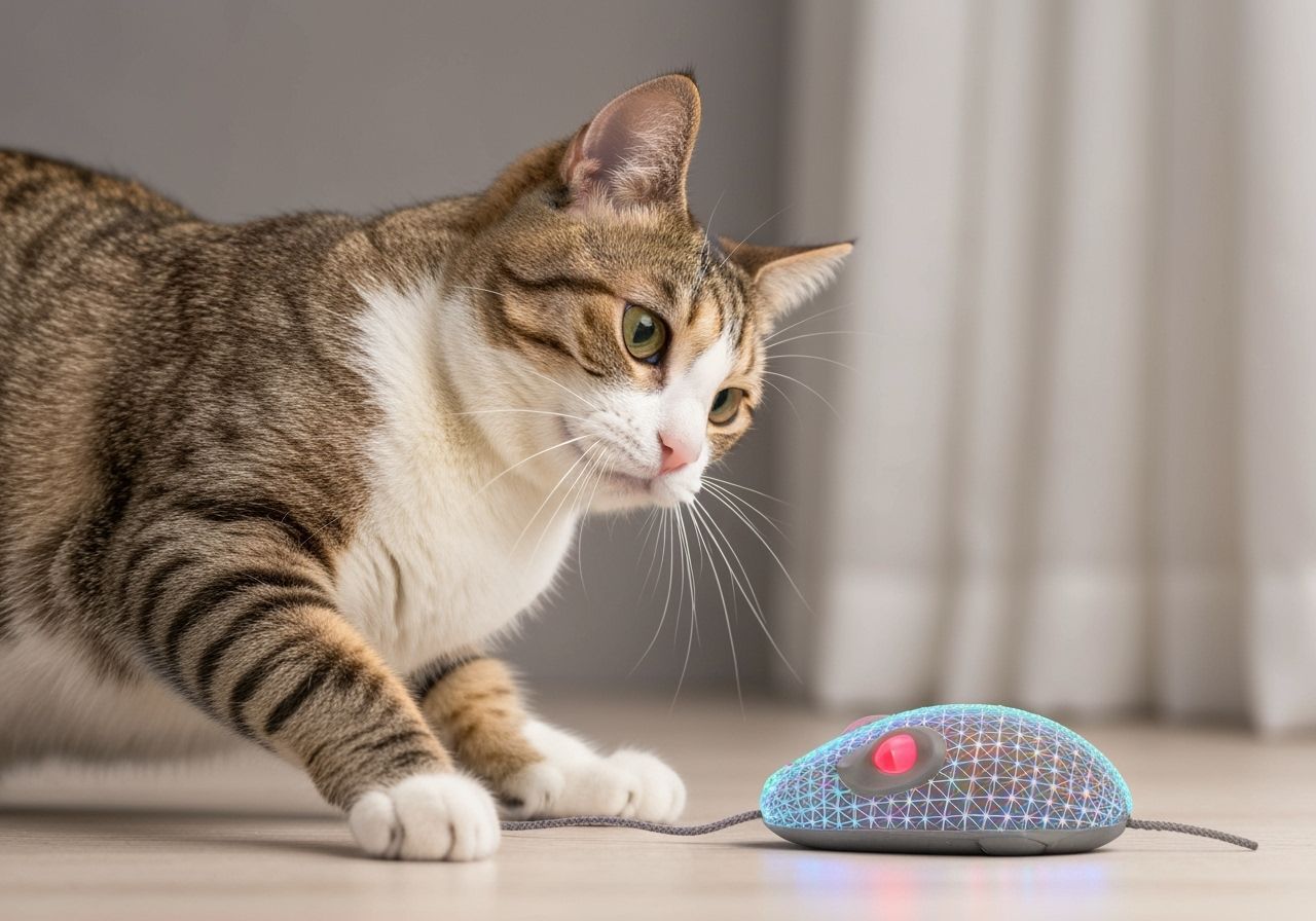 Cat Interacts with Holographic Mouse