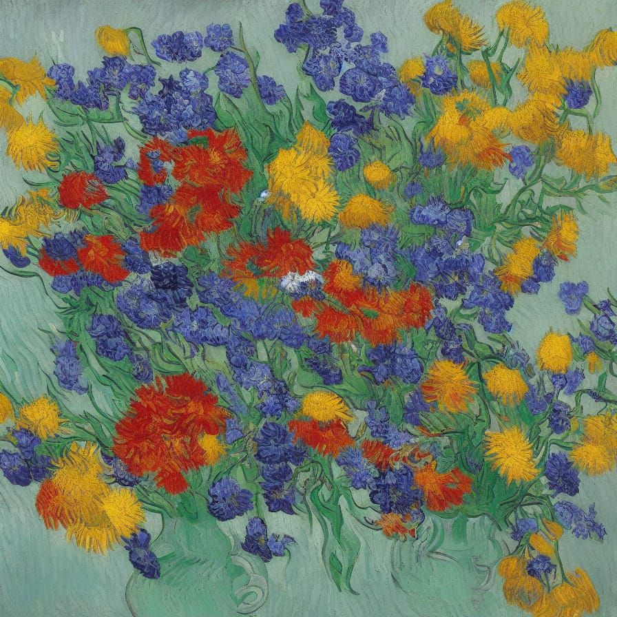 Emotive Flower Still Life in Post-Impressionist Style