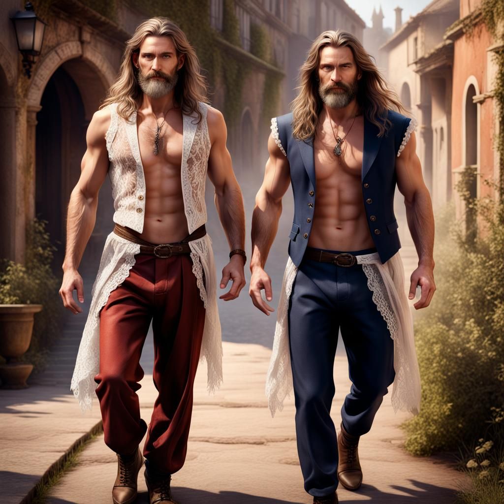 Two Handsome Men in Lace: Fantasy Concept Art