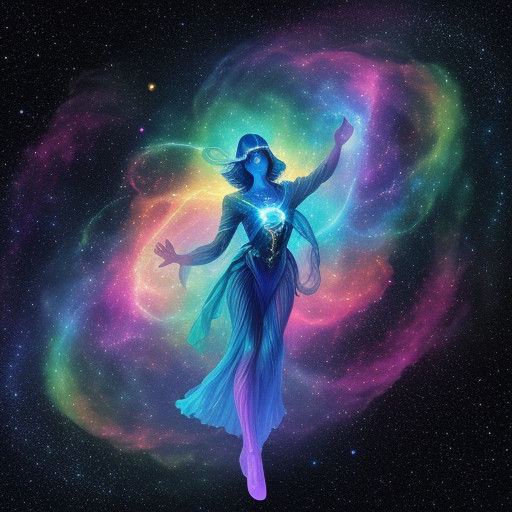 Cosmic Pleiadian Being Surrounded by Iridescent Nebula