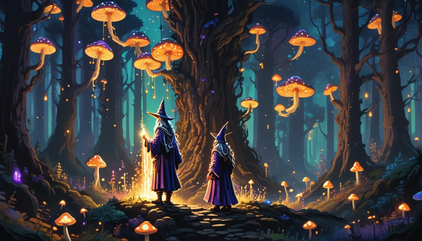 Mystical Forest Wizard in Pixel Art Style