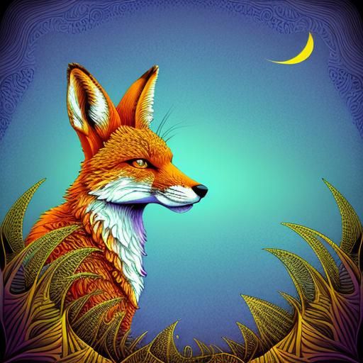 Fox and Hare in Abstract Fractal Style