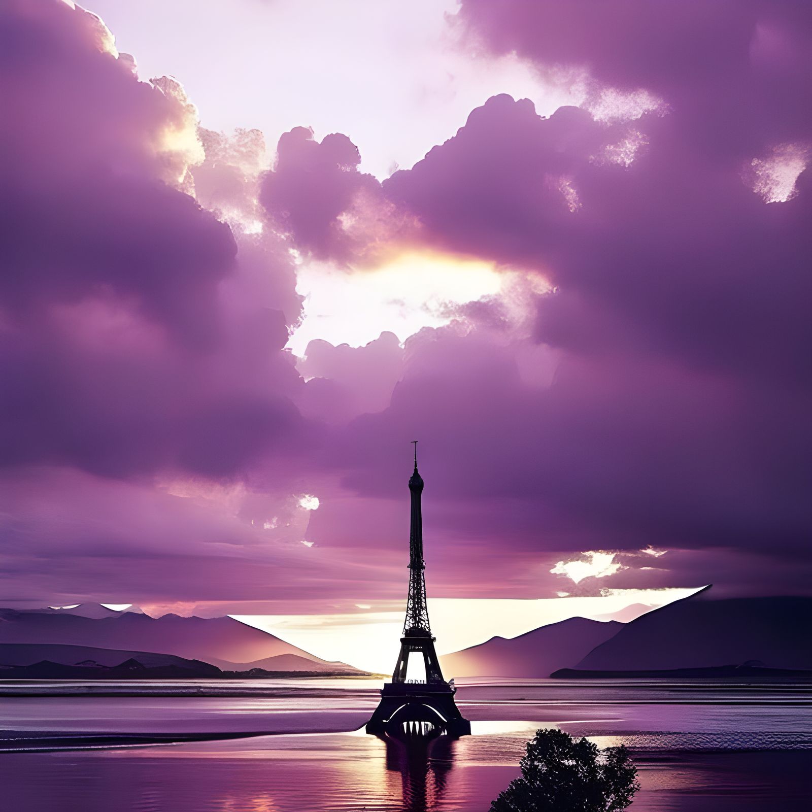 Neon Cherry Blossoms in Glassy Liquid