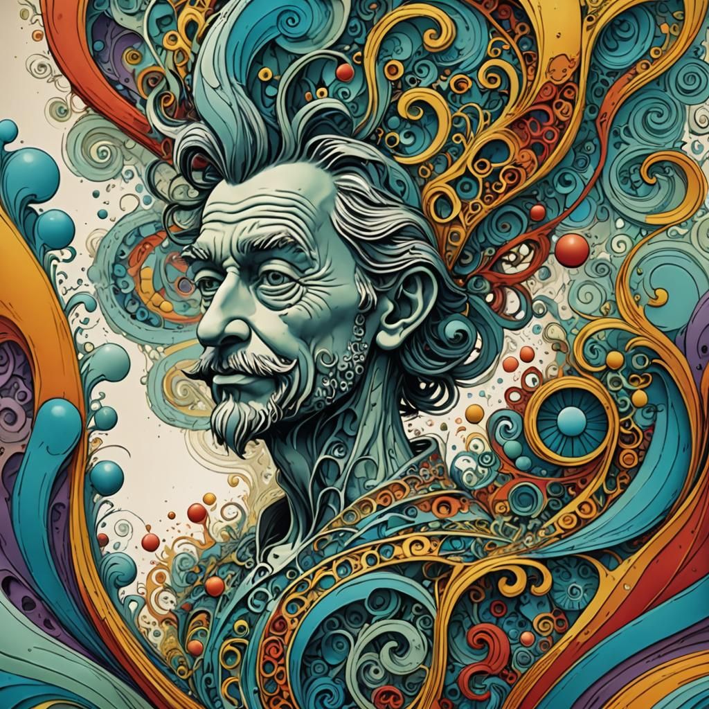 Surreal Portrait in Faded Colors with Zentangle Elements