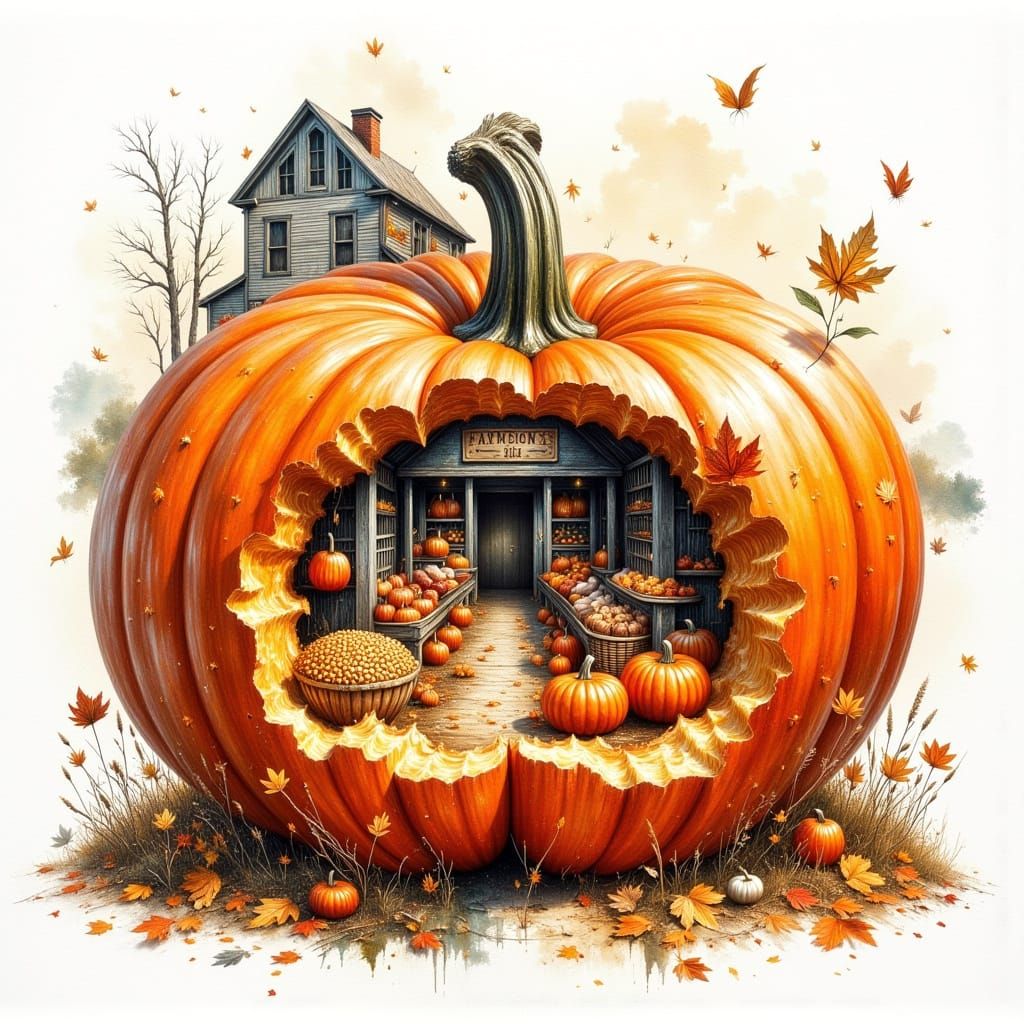Whimsical Farmhouse Pumpkin Reveals Farmers Market Scene