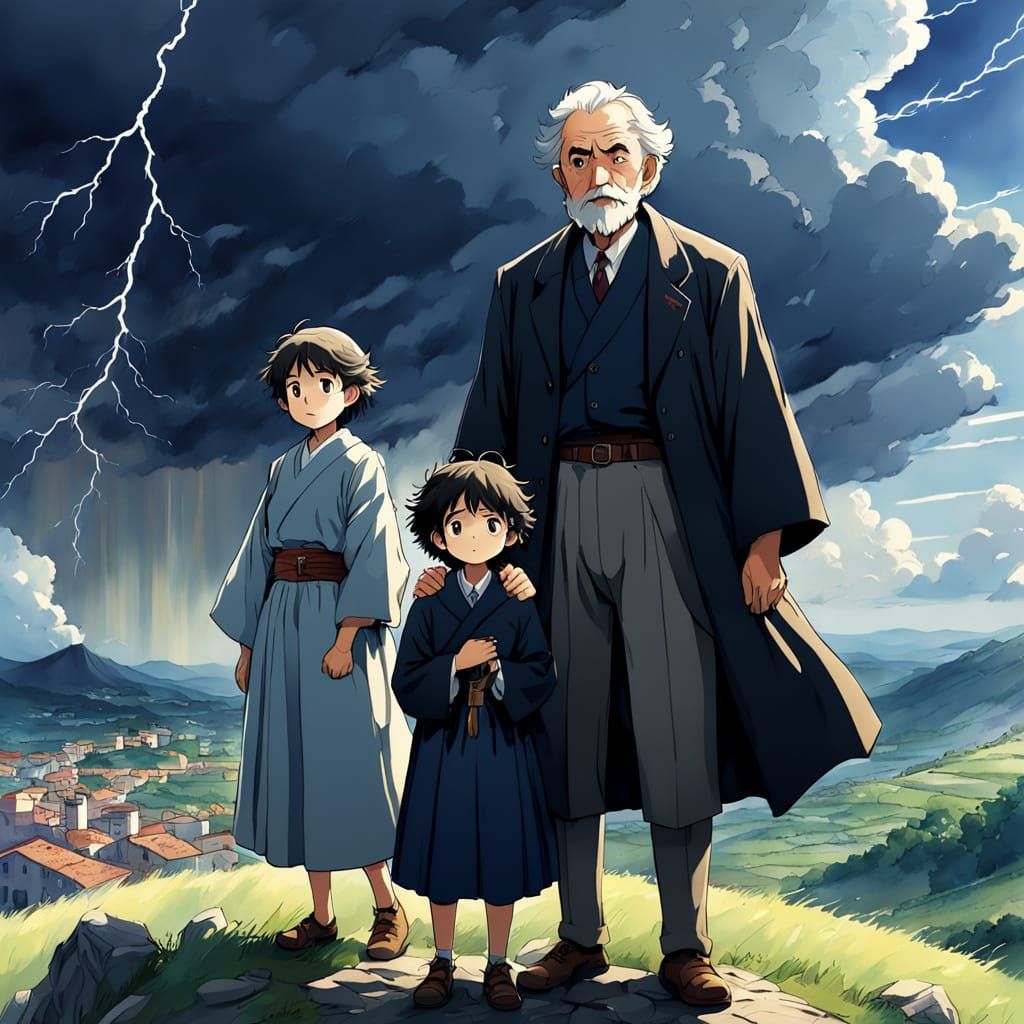 Italian Family Awaits Storm in Anime Style