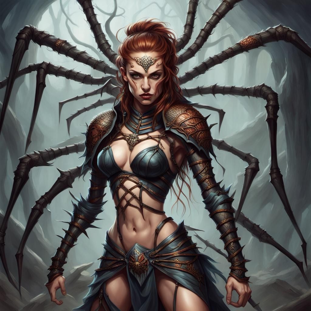 Fierce Spider-Legged Warrior Woman: Fantasy Art