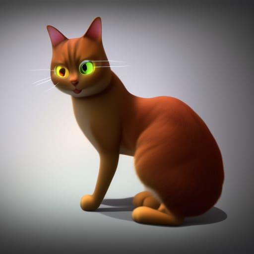 Chinese Cat in 3D Digital Art Style