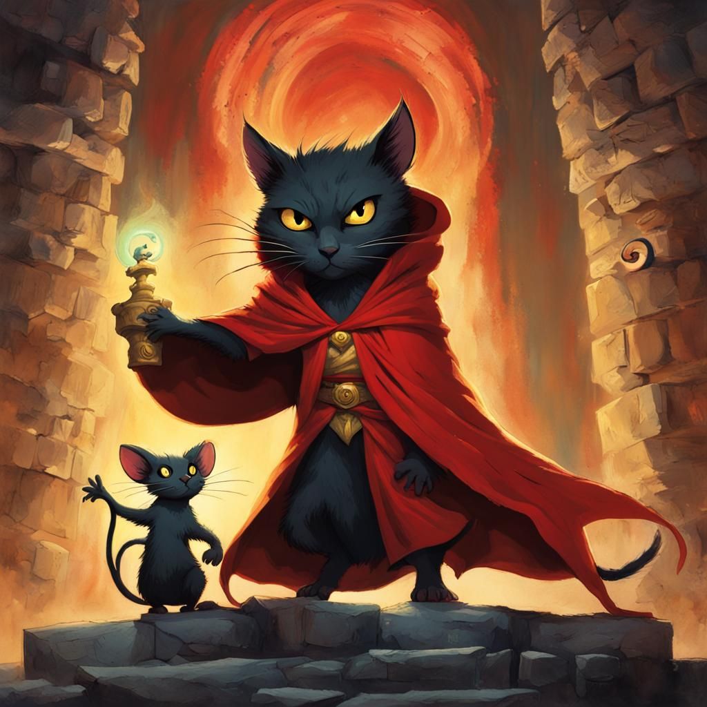 Cat Sorcerer's Mystical Battle at Ancient Monument