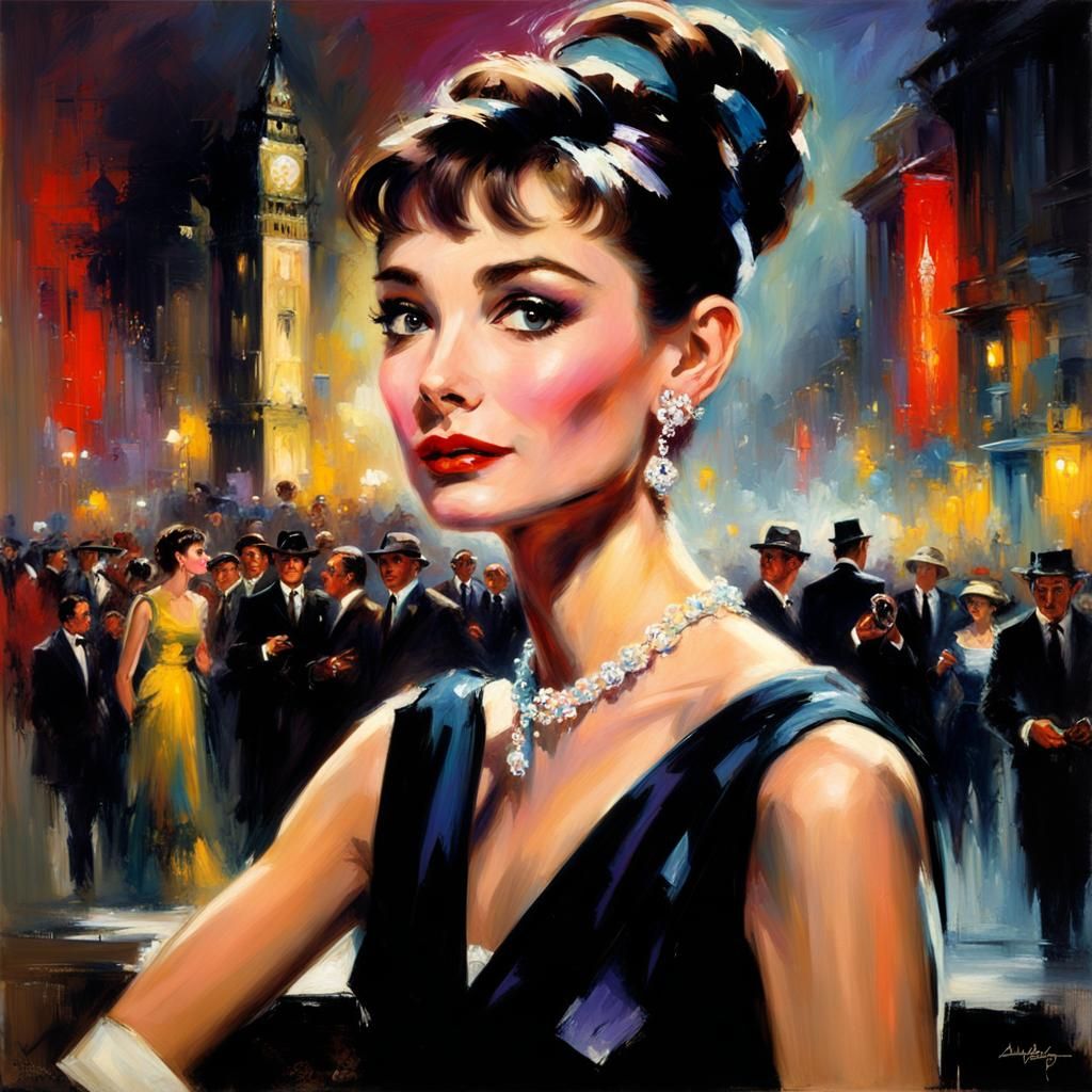 Audrey Hepburn Portrait in Noir Romanticism Style