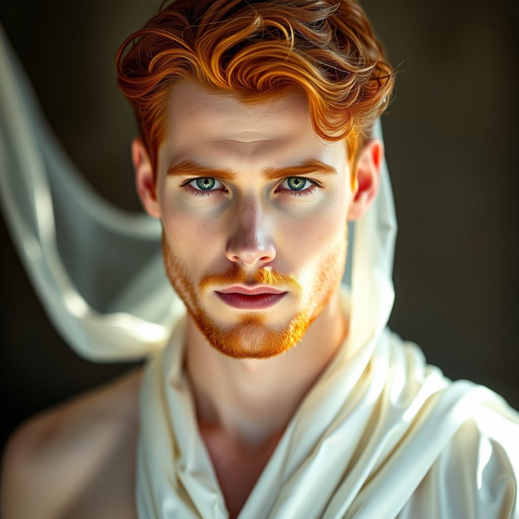 Fiery Haired Man in Silk Gown Portrait