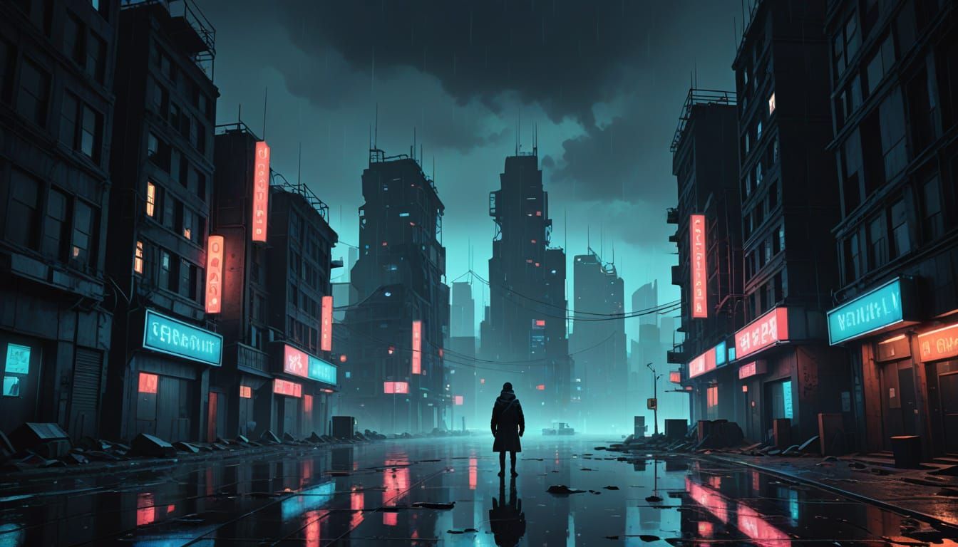 Desolate Cityscape in a Futuristic Dystopia