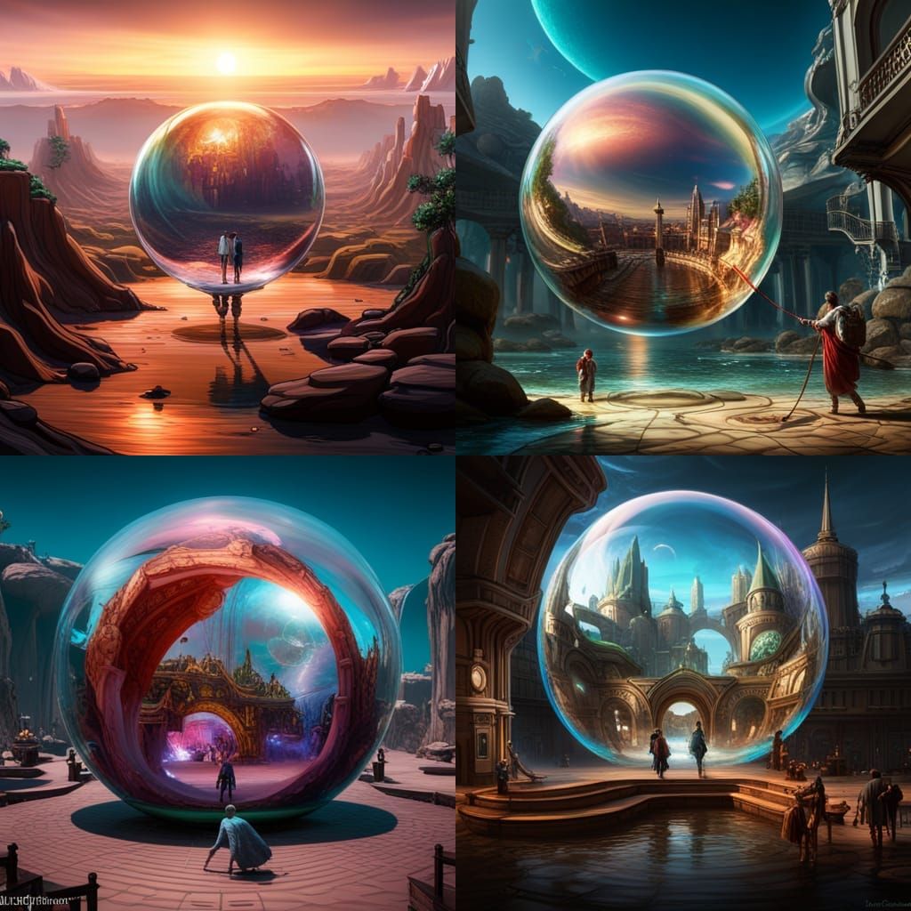 Giant Bubble City: Detailed Fantasy Concept Art