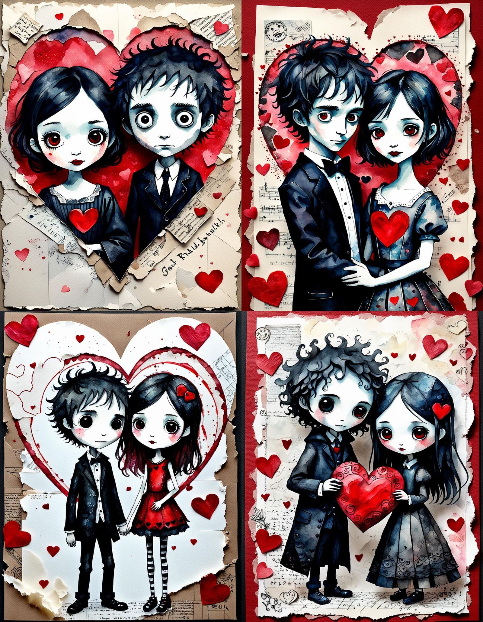 Kawaii Valentine Couple in Mail Art Collage