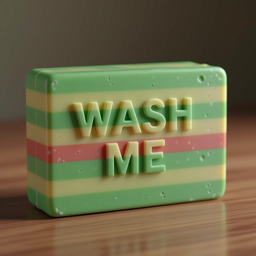 Green Striped Soap Bar in Digital Art Style