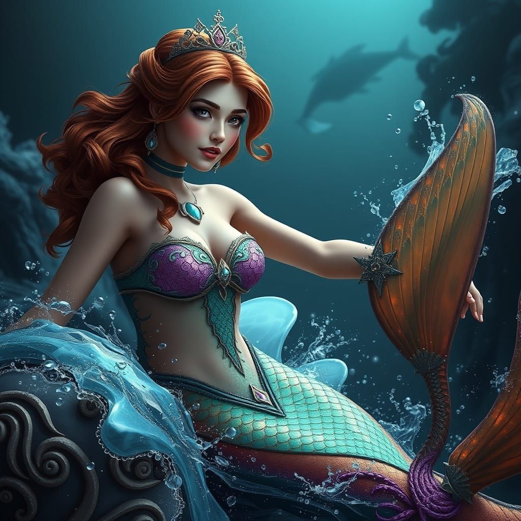 Princess Mermaid in Epic Fantasy Scene