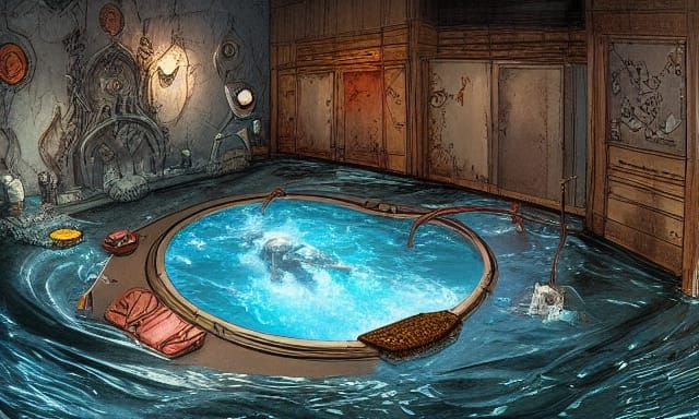 Underwater Jacuzzi: Angry, Detailed Concept Art