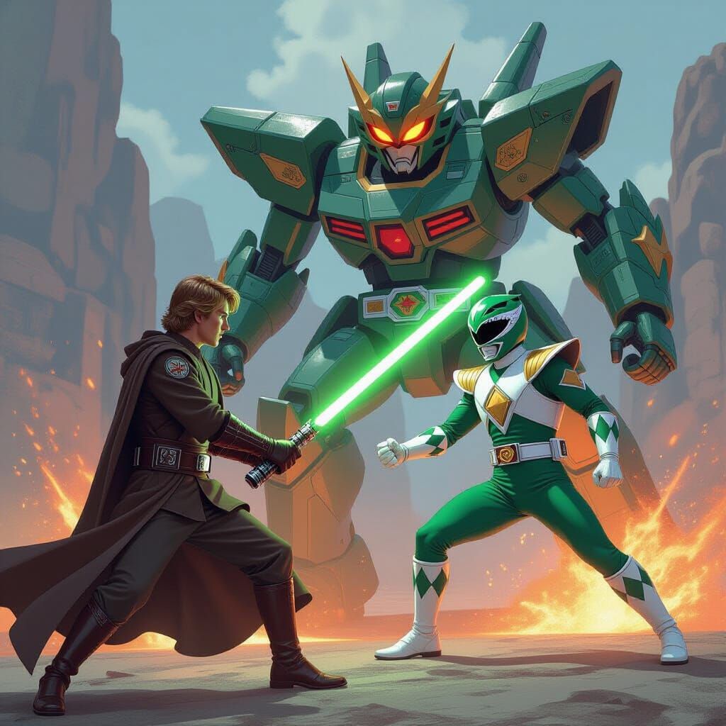 Anakin Skywalker vs. Green Ranger in Comic Style