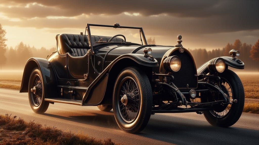 Vintage Bugatti Type 18 Black Bess in Exquisite 4K Detail