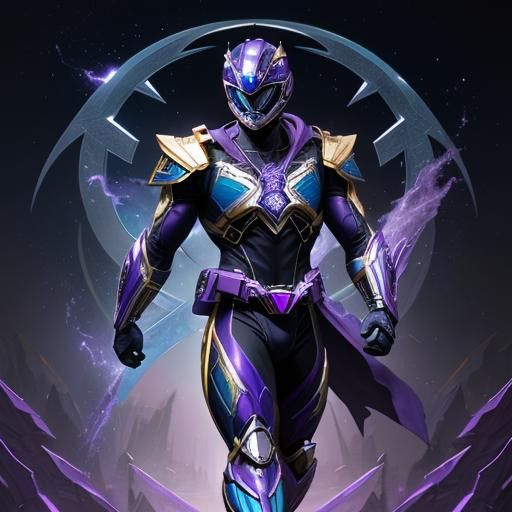 Blue and Purple Power Ranger in Fantasy Art Style